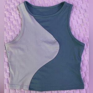 SHEIN Silver Blue Asymmetrical Crop Tank Top